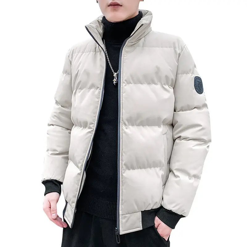 2024 New Design Men Winter Coat Korean Style Thicker Warm Long Sleeve Coat Casual Pure Color Puffer Jacket