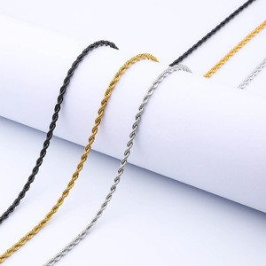 Electroplated Twisted <b>Rope</b> Link <b>Chain</b> Stainless Steel Multi‑Tone Unisex Plain Necklace Daily Outfit Bulk Supply - Product Image 4