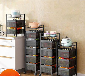 Étagère chaude organisateur de cuisine étagère de rangement rotative carrée en métal à 4 couches - Product Image 4