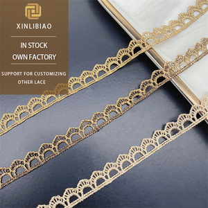 Pizzo Dorato, Pizzo Ricamato con Codice Laterale, Accessori per Abbigliamento, Pizzo Dorato Idrosolubile, Bordatura in Pizzo - Product Image 1