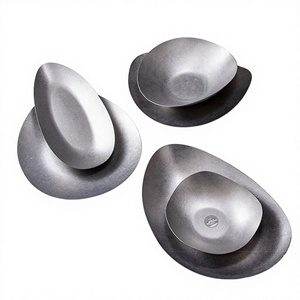 Custom Logo Vintage Eco-Friendly Portable Stainless Steel Dinner Food Camping Serving Plate Vanity Platter <b>Tray</b> <b>BBQ</b> Dishes - Product Image 2