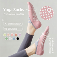 Chaussettes de yoga basses en coton premium à points antidérapants en silicone, avec soutien de la voûte plantaire croisé, pour femmes, idéales pour le Pilates, la barre, la danse et le fitness