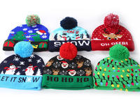 Baby Girl Christmas cotone organico Emf Winter Beanie Toboggan Pom Pom cappelli cappello neonato con Led