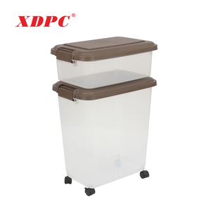 Caixa de Armazenamento de Ração para Animais de Estimação de Plástico 10L/25L/35L com Rodas, Recipiente Hermético para Alimentos - Product Image 4