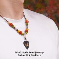 Collier pendentif plectre de guitare en celluloïd fait main, étanche et durable, pour guitaristes de basse et électriques