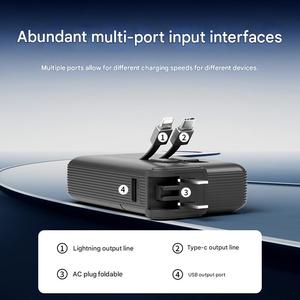 PD20W Schnellladung 10000mAh Ultraflache Typ-C 2-in-1 Powerbank LED-Anzeige Tragbarer Li-Polymer-Akku AC-Stecker Logo Anpassbar - Product Image 4