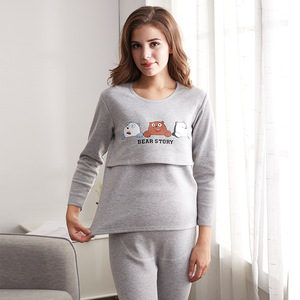 Ropa interior térmica gruesa de algodón, ropa de embarazo para amamantar, ropa de embarazo para amamantar, Otoño e Invierno - Product Image 3