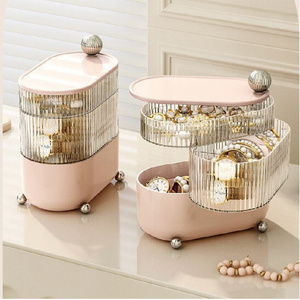 Organisateur de bijoux en acrylique rotatif pour filles Boîte de présentation en plastique pour boucles d'oreilles Bracelets Bagues Colliers Accessoires de <span class=keywords><strong>cheveux</strong></span> - Product Image 2