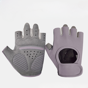 Gants de sport d'extérieur unisexes en coton à demi-doigts, paume antidérapante, sangle de poignet réglable, protection anti-callosités - Product Image 3