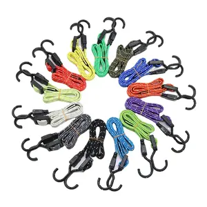 Heavy Duty Multi Reflective Colors Bungie Straps Flat Bungee Cord with Metal Core Hook