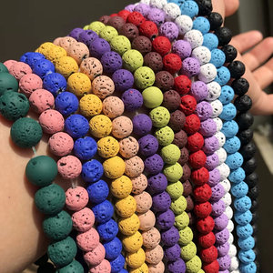 Vente en gros de perles de pierre de lave volcanique naturelle ronde perle d'espacement en vrac pour la fabrication de bijoux accessoires de collier à faire soi-même 4 6 8 10mm 15'' - Product Image 3