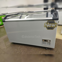 Congélateur à glaces commercial 720L avec couvercle coulissant en verre, refroidissement direct, serrure de porte, vitrine pour restaurant