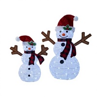 Motif de bonhomme de neige de Noël 3D lumineux à LED, imperméable, 35,4 pouces, pliable, en fil de fer, pour la décoration extérieure de la cour et du jardin