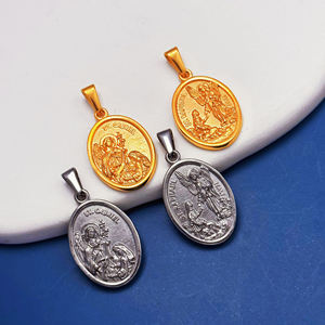 Pendentif Saint <span class=keywords><strong>Gabriel</strong></span> plaqué or, médaille en acier inoxydable Saint Raphaël Archange, pièce de monnaie, priez pour nous, bijoux religieux pour femmes et hommes - Product Image 5