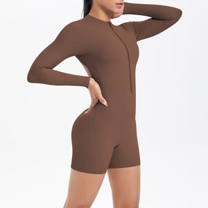Combinaison de sport sexy une pièce pour femme avec logo personnalisé, dos nu, taille élastique, pour le yoga et le fitness, taille plus unie - Product Image 3