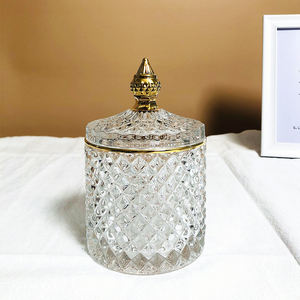 Pot <span class=keywords><strong>de</strong></span> bougie ronde vide avec couvercle, grand pilier en <span class=keywords><strong>verre</strong></span> d'ambre, couleur marbrée, haut <span class=keywords><strong>de</strong></span> gamme 24 pièces - Product Image 1