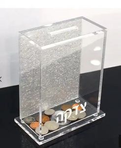 Scatola per Donazioni Tzedakah in Acrilico Lucite Rettangolare Personalizzabile - <span class=keywords><strong>Regalo</strong></span> Ebraico <span class=keywords><strong>di</strong></span> Lusso Resistente all'Acqua - Product Image 2