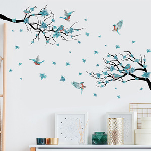 Adesivi da <span class=keywords><strong>parete</strong></span> in PVC rimovibili impermeabili per <span class=keywords><strong>albero</strong></span> rami fiori uccelli TV sfondo per camera da letto - Product Image 1
