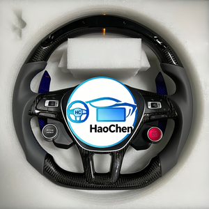 Volant en carbone avec logo brodé personnalisé, surface en daim, design en forme de D, branchement direct pour VW <span class=keywords><strong>Taigo</strong></span> T-Cross Caddy - Product Image 6