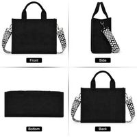 Kustom Logo hitam tas tangan wanita katun kanvas tas selempang kustom logo tas Tote untuk wanita