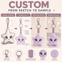 Jouet en peluche personnalisé OEM ODM, animal en peluche, mascotte Starblink Lash Pal, porte-clés, cadeau promotionnel pour les soins de beauté et les entreprises