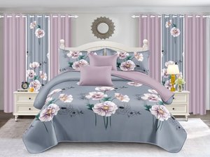 Bộ chăn ga gối đệm hoa hướng dương mát lạnh bằng <span class=keywords><strong>polyester</strong></span>, khuyến mãi nóng tại Florida, Mỹ - 12 món, kèm rèm cửa - Product Image 3