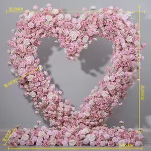 Arco Floreale a Forma di Cuore all'Ingrosso - Arco Nuziale Artificiale <span class=keywords><strong>con</strong></span> Rose Rosse per Decorazioni di Proposte e Cerimonie - Product Image 5