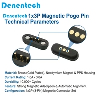 Connecteur magnétique Denentech 1xnP à broches Pogo, en laiton plaqué or, boîtier PPS, pour la charge des montres connectées