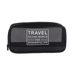 OEM Custom Logo Zipper Nylon Travel <b>Toiletry</b> Organizer Mesh Mini clear pink Women Mesh Makeup Travel Cosmetic Bag - Product Image 1