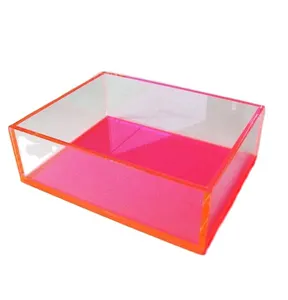 亚克力盒子霓虹粉色有机玻璃盒子