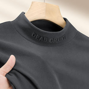 חולצת בסיס תרמי חצי טורטלנק חולצת בסיס חום לבן לגברים ולצווארון שרוול ארוך מזדמן, חולצת טריקו שכבה פנימית בינונית-צוואר - Product Image 6