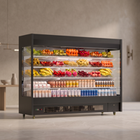 Vitrine Réfrigérée Verticale Mini-Marché à Rideau d'Air pour Boissons, Lait, Yaourt, Fruits, Légumes et Salades - Équipement de Refroidissement