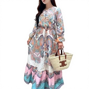 SS039 Nuovo Arrivo Estate 2026 per Vacanze, Tuta Lunga da Donna Vintage <span class=keywords><strong>Etnica</strong></span> con Scollo a V e Maniche Corte, Stile Transfrontaliero - Product Image 1