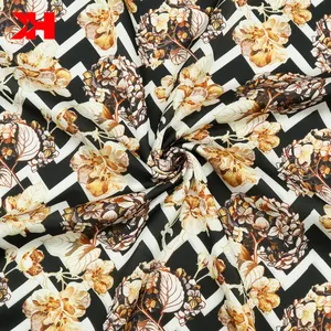 Shaoxing Kahn printed poly satin fabric evening dress patterns