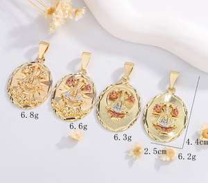 Collar con colgante chapado en oro de 14 quilates para mujer, flor de carruaje de bronce pintada a mano para regalo - Product Image 4