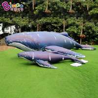 Accessoires publicitaires gonflables géants personnalisés en forme de poisson volant et de baleine avec LED pour la décoration d'aquariums et de fêtes