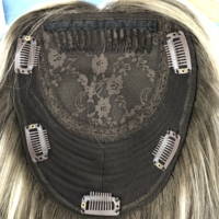 Topper en cheveux humains vierges européens non traités, avec base en soie naturelle et effet cuir chevelu naturel, blond méché, certifié casher juif