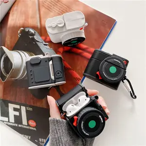 Hot Selling Jongen Meisje 3D Grappige Retro Camera Designer Siliconen Case Met Haak Beschermende Cover Case Voor Airpods 1 2 pro