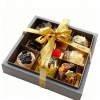 Boîtes d'emballage pour le thé de l'après-midi en vrac, 9 grilles, blanches et brunes, boîtes à pâtisserie, boîtes à cupcakes avec couvercle transparent