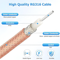 Verbeterde Signaal F-Type 3-weg Coax Splitter Kabel 6,8 inch F Male naar Dubbele F Female 50 Ohm RG316 voor TV Antenne Satellietontvanger
