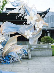 Installation florale géante G-100 en <span class=keywords><strong>aquarelle</strong></span> éthérée pour arche de mariage en extérieur, toile de fond photo pour cérémonie - Product Image 3