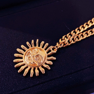 China Factory 316l Stainless Steel Jewelry Smile Face Cuban Chain Sun <strong>Necklace</strong> 18k Gold Plated Women <strong>Boho</strong> Sunshine <strong>Necklace</strong> - Product Image 5