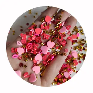 500g 발렌타인 사랑 하트 폴리머 클레이 뿌리 핑크 빨간 사랑 하트 클레이 조각 구슬 장식 슬라임 액세서리
