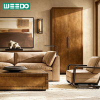 Ensemble de canapés de haute qualité pour salon, canapé sectionnel en cuir moderne de luxe pour villa, structure en bois, accoudoirs effilés, mobilier de salon 4 pièces