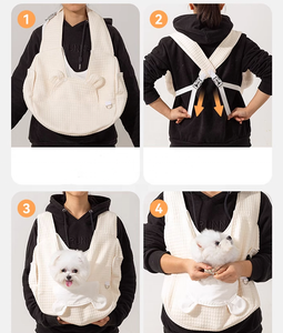 Lüks küçük evcil hayvan taşıyıcı torba özelleştirilebilir taşınabilir su geçirmez göğüs sırt çantası hayvan desen yapılmış pamuklu kumaş köpek seyahat - Product Image 3