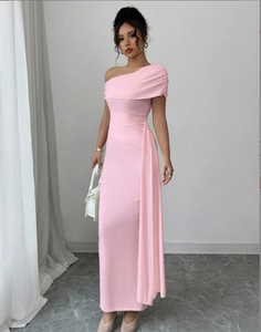 Satin Bridesmaid Gown Korean Bridesmaid Flowy Satin V-neckline A-line Desert Rose Bridesmaids Or Evening Satin Bridesmaid Gown Korean Bridesmaid Flowy Satin V-neckline A-line Desert Rose Bridesmaids Or Evening