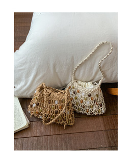 Bolso <span class=keywords><strong>de</strong></span> Mano para Mujer Beaufy, Nuevo y Moderno, <span class=keywords><strong>Diseño</strong></span> Tejido con Cuentas, Cuadrado, sin Asas, con Forro <span class=keywords><strong>de</strong></span> Cuero Genuino y Gran Capacidad - Product Image 4