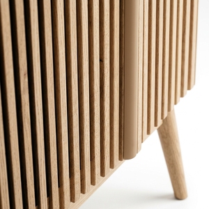<span class=keywords><strong>Buffet</strong></span> en bois de chêne <span class=keywords><strong>clair</strong></span> nordique, armoire de rangement personnalisée OEM à 4 portes cannelées pour salle à manger et hôtel - Product Image 6