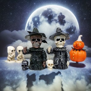 Figura de Brujo con Calavera de Halloween, Decoración de Resina para Interiores, Decoración para Fiestas, Festival de Fantasmas, Tema de Terror, Regalo Artesanal - Product Image 2