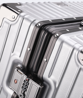 Valise d'affaires en aluminium avec cadre en aluminium, grande capacité, serrure à code TSA, roues pivotantes, interface USB, valise à roulettes unisexe